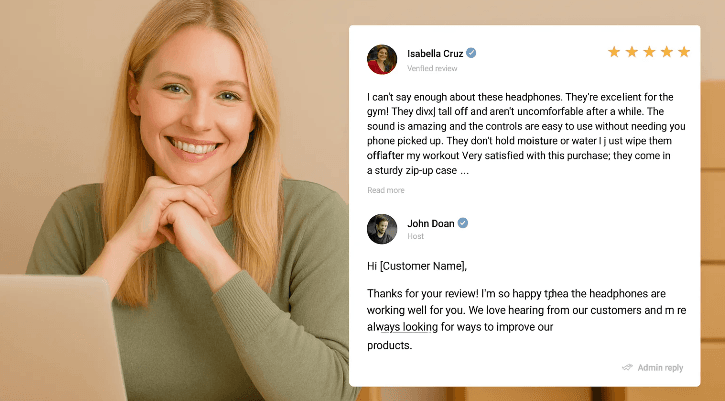 Consumer reading verified reviews