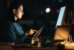 Woman working on a laptop